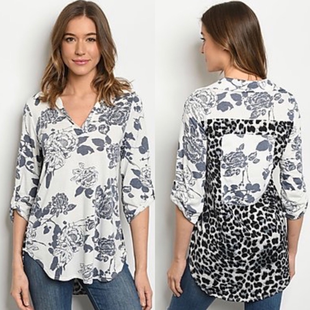 Floral & Animal Print Top